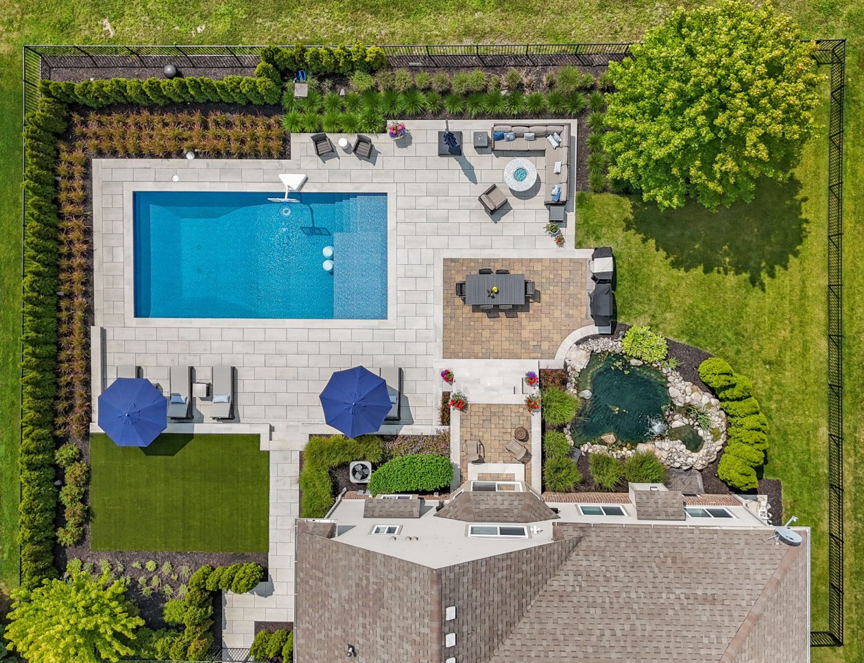 South Lyon Back Yard Pool & Patio | Great Oaks Landscape