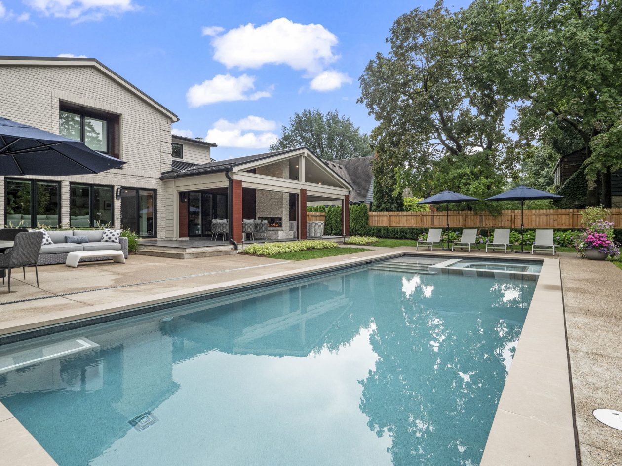 Cozy Patio with Fireplace and Pool | Great Oaks Landscape