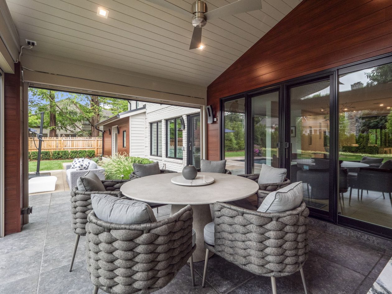 Cozy Patio with Fireplace and Pool | Great Oaks Landscape