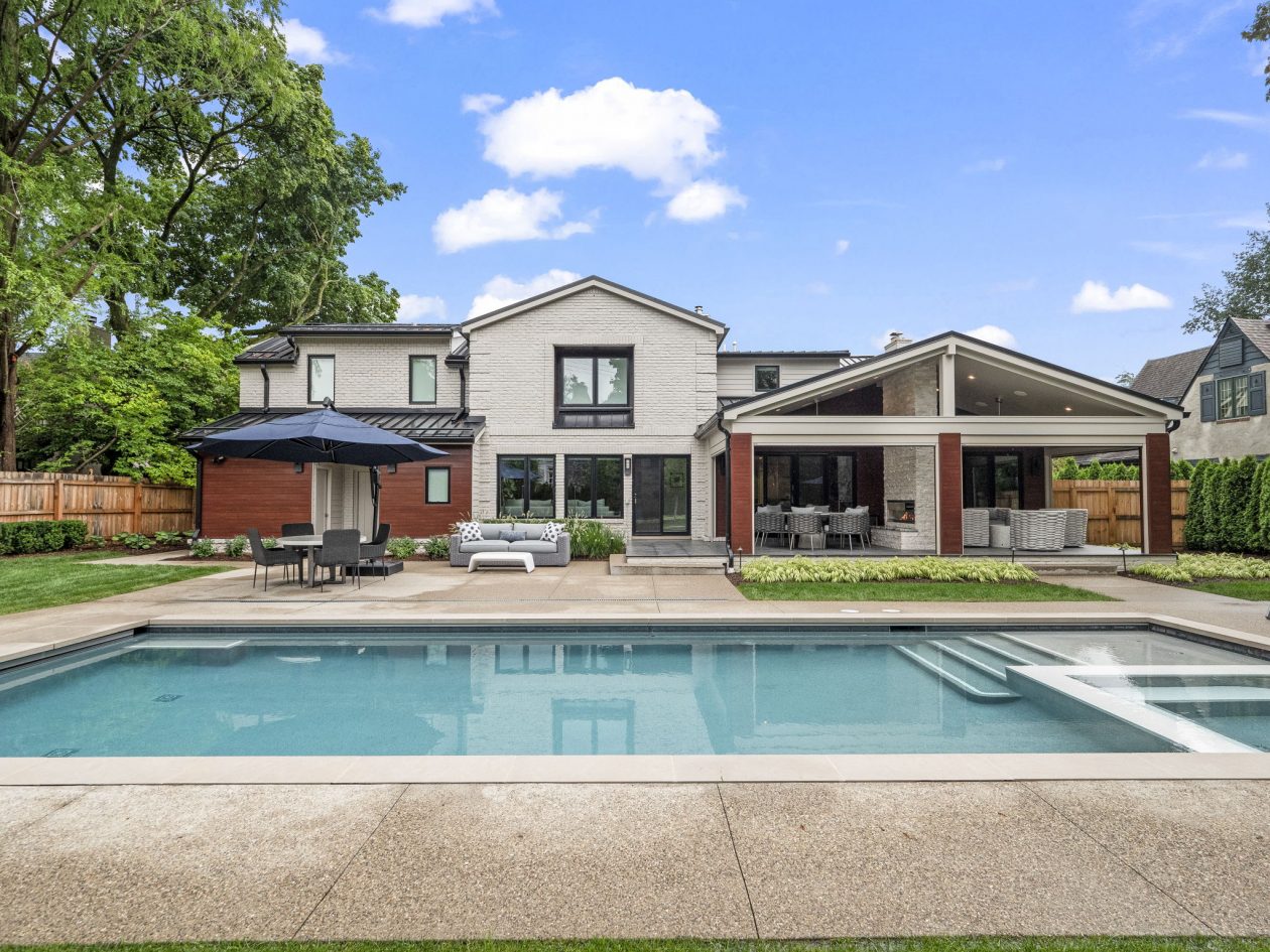 Cozy Patio with Fireplace and Pool | Great Oaks Landscape